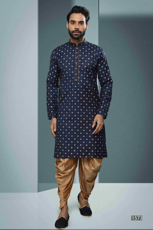 Men's Cotton Digital Print Kurta Pajama In Blue Colour