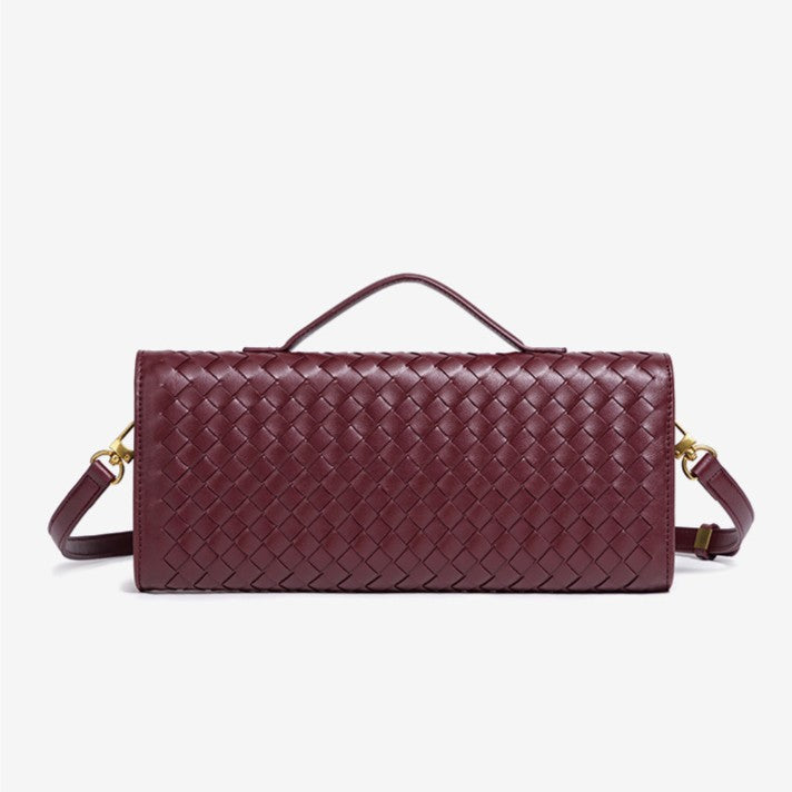 Women's Celestial Baguette Clutch - Kiss-Lock Woven Minaudière with Chain Strap