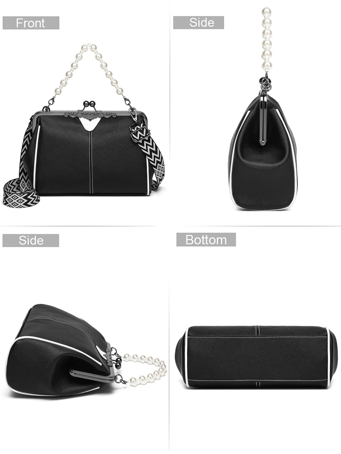 Women's British Vintage Oversized Bag – Multi-Way Shoulder/Tote Bag with Clip Closure