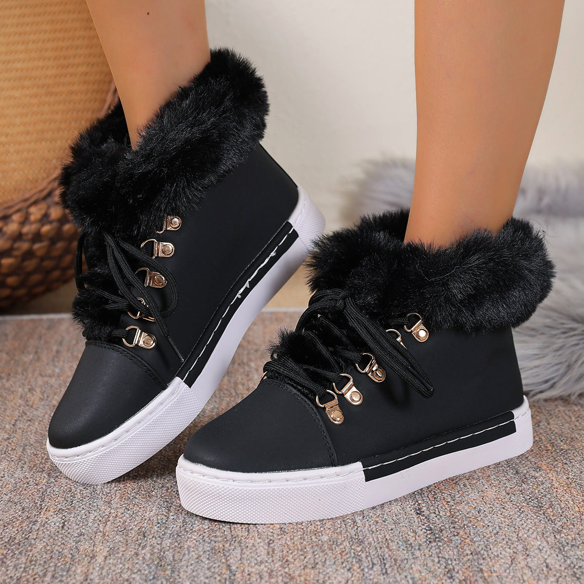 Women's Heritage Plush Snow Boot - Platform Winter Boots with Faux Fur Lining & Classic Lace-Up Design (US 5-10.5)