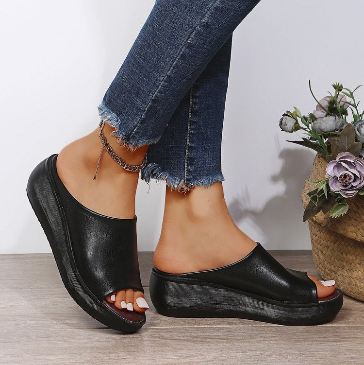 Women's Elowen Peep-Toe Platform Wedge Slide Sandals - Elevated Summer Comfort Slides (US 4-11)