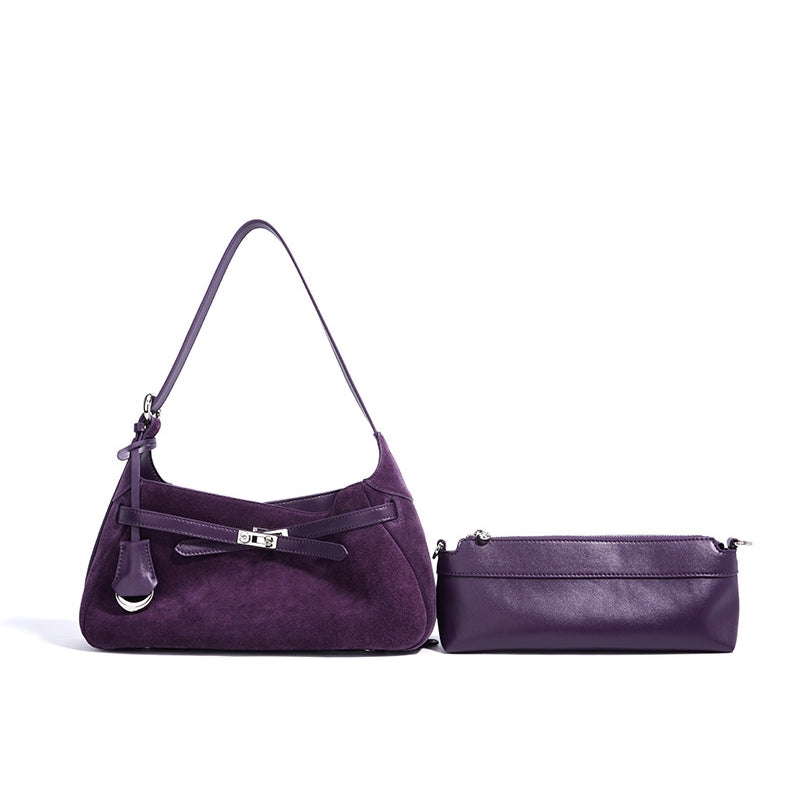 Ounamei Suede Leather Purse for women | Elegant Handbag, Crossbody & Shoulder Bag