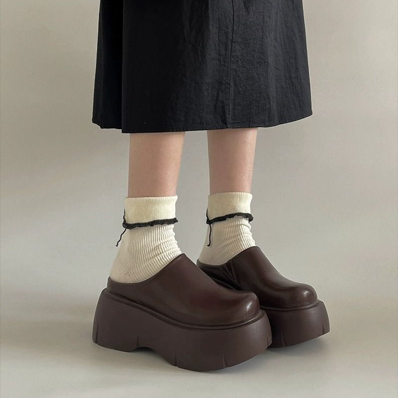 Women's Wren Fleece-Lined Clog Mules - Chunky Platform Closed-Toe Slip-On Shoes (US 4-8.5)