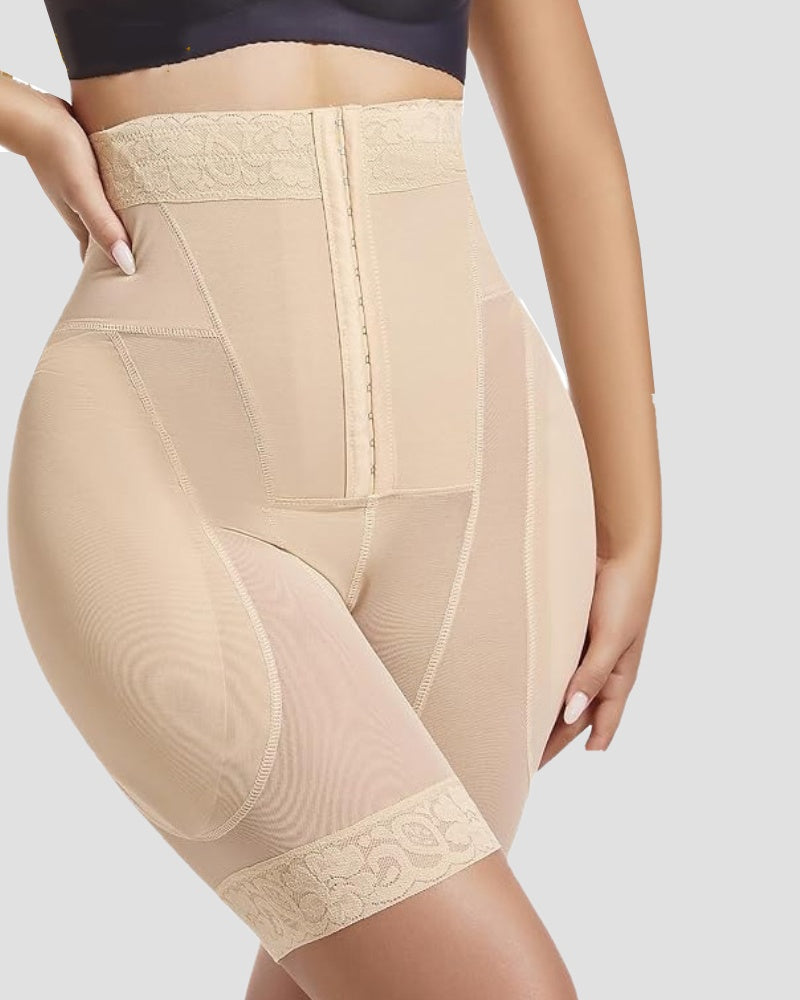 4 Row Button High Waist Hip Lift Shaping Shots With Removable Pads  - By Qivii