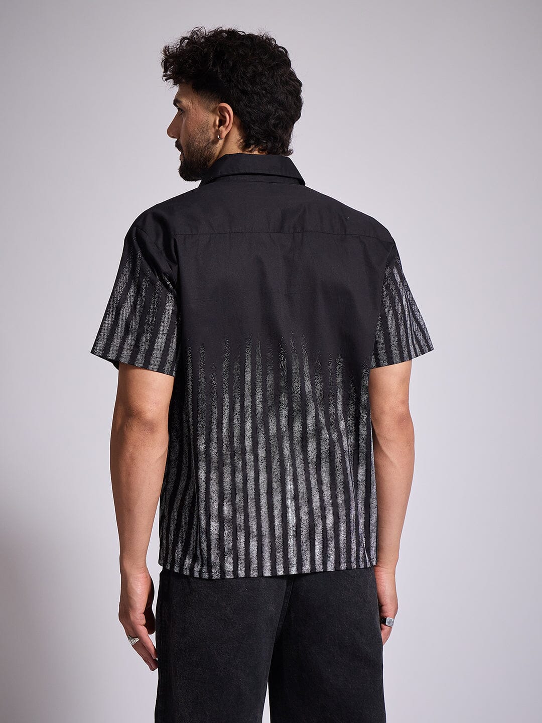 Black Faded Striped Shirt