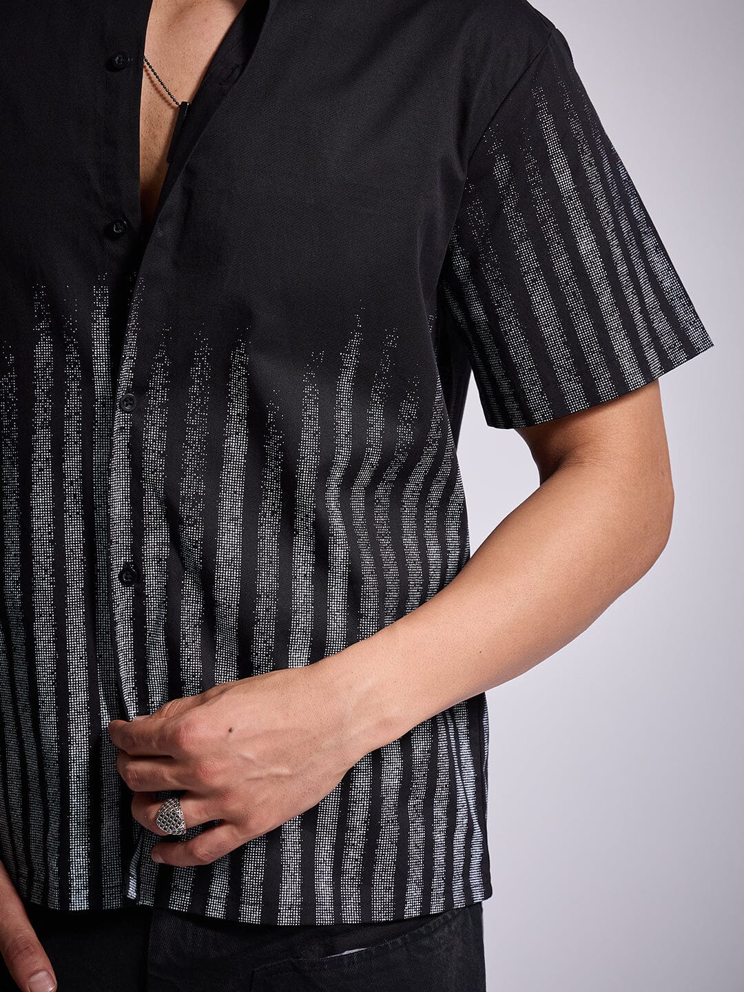 Black Faded Striped Shirt