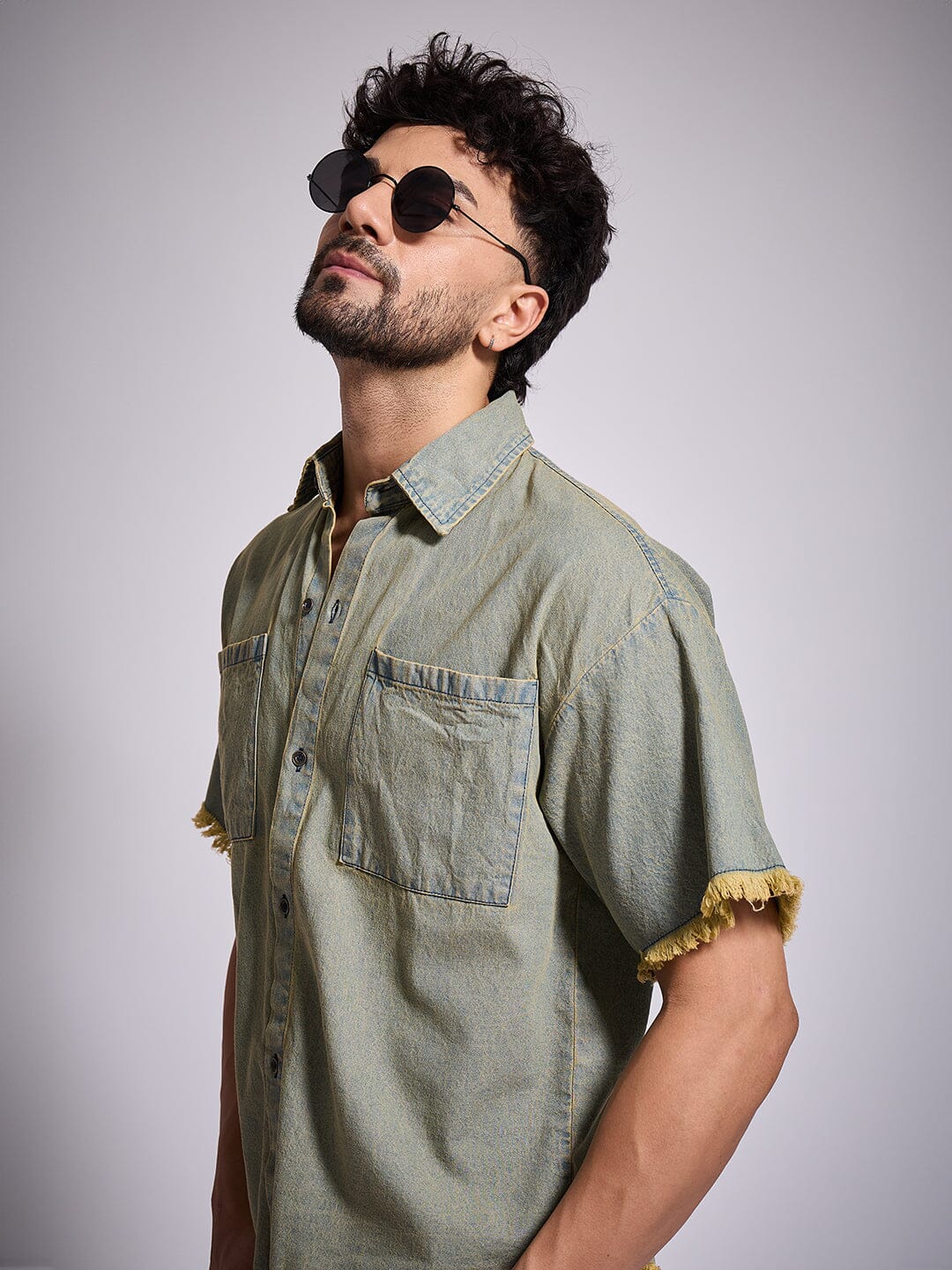 Indigo Tinted Raw Edge Shirt