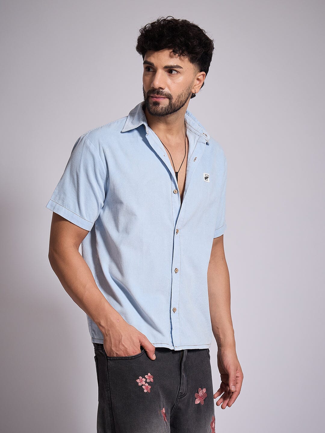Denim Washed Corduroy Shirt - qivii