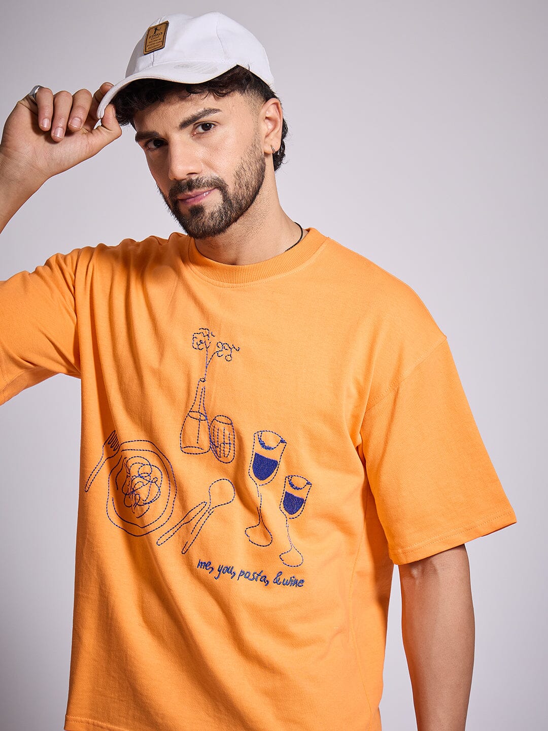 Orange Oversized Embroidery Tshirt
