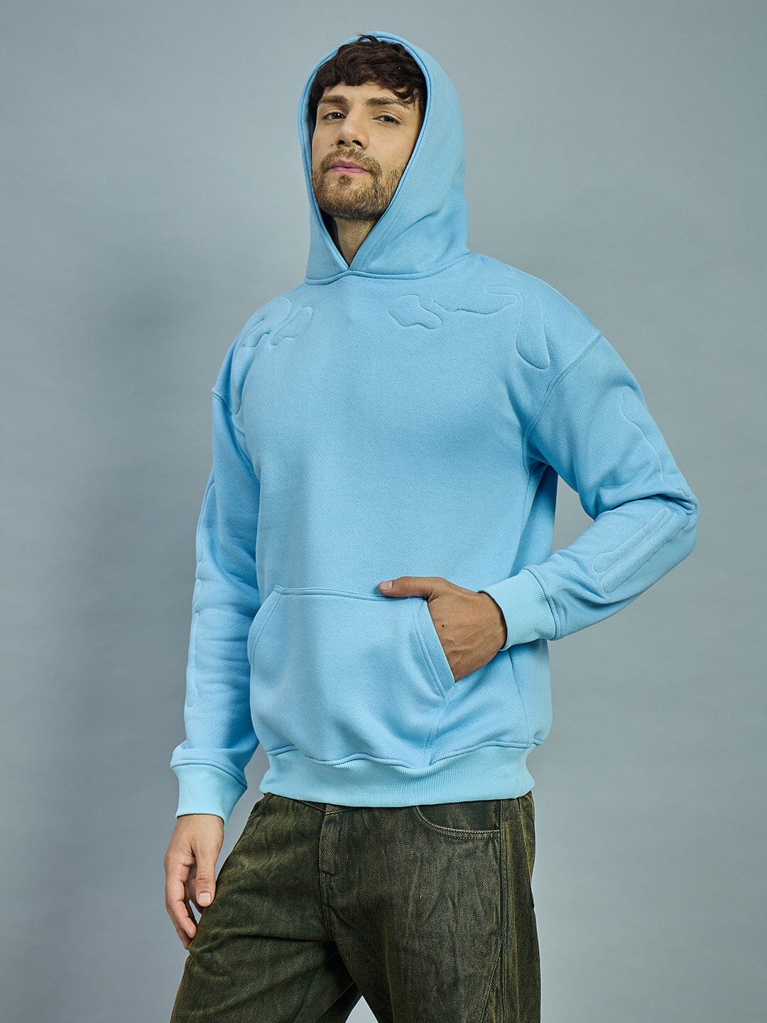 Sky Exoskeleton Quilted Oversized Hooded Sweatshirt