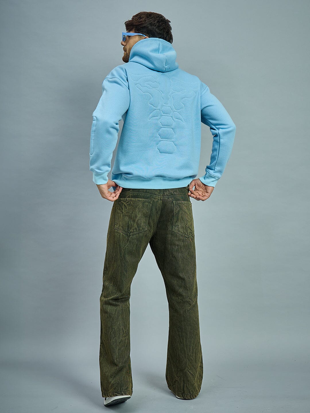 Sky Exoskeleton Quilted Oversized Hooded Sweatshirt