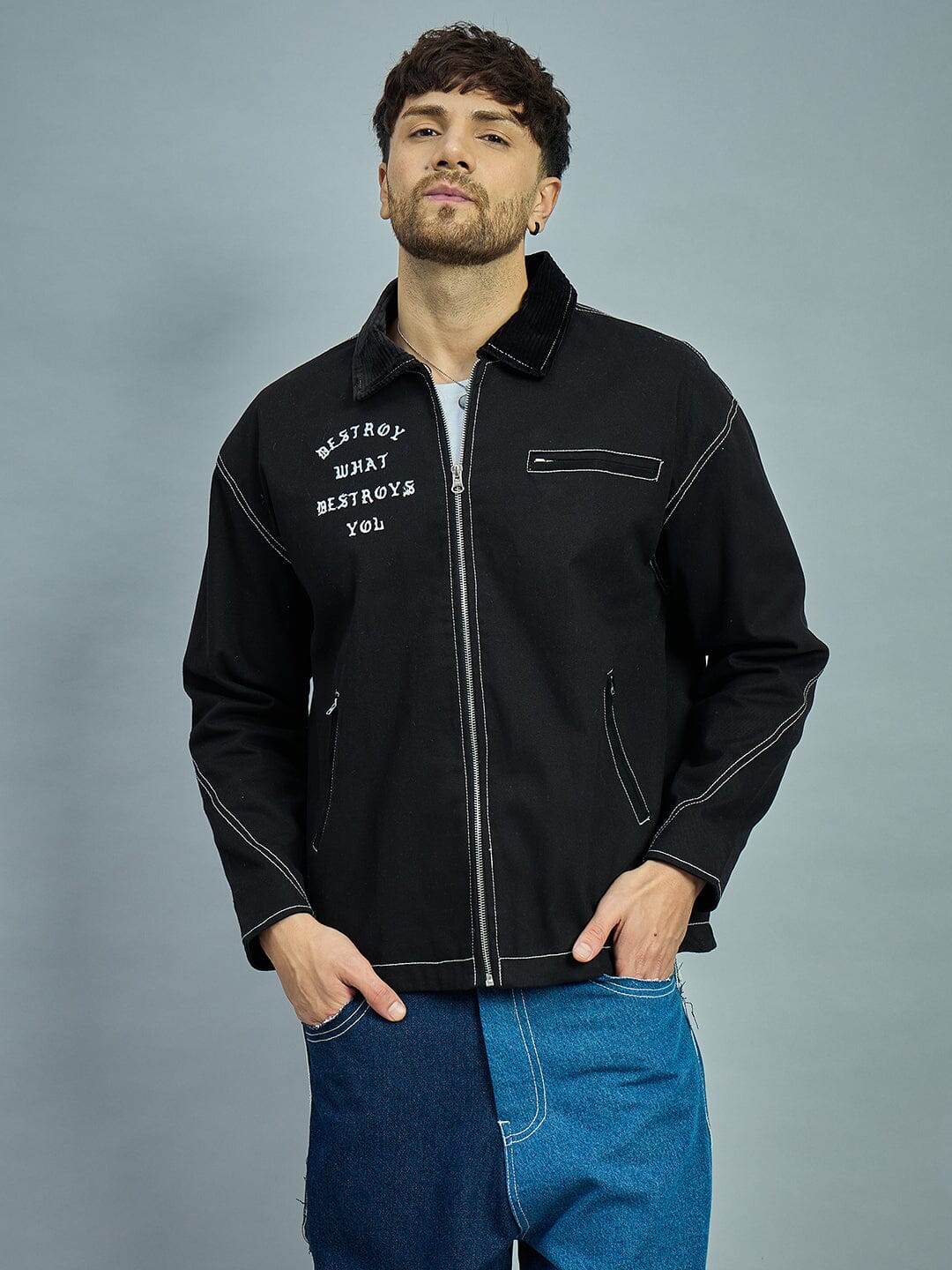 Black Heavyweight Harrington Jacket