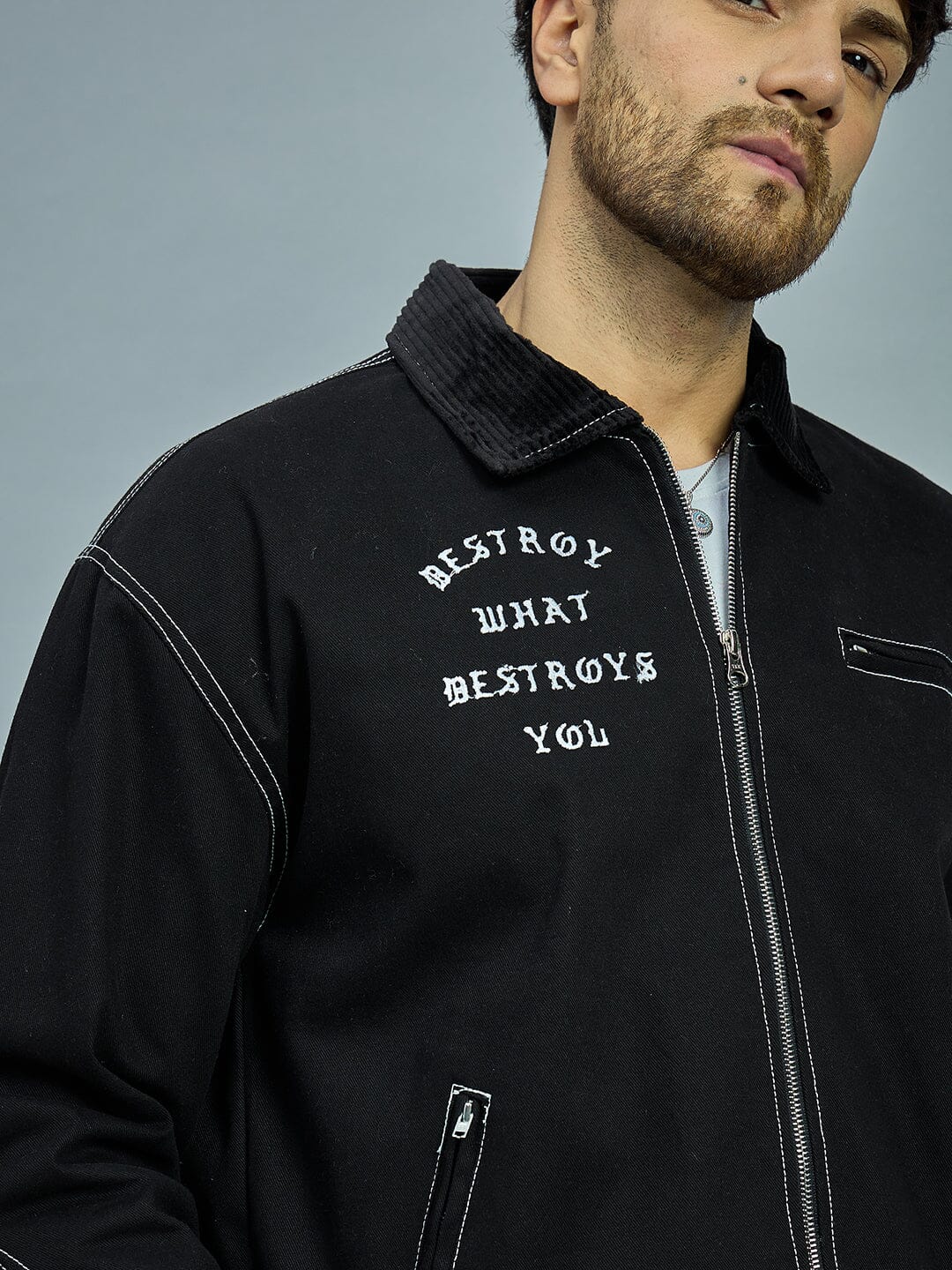 Black Heavyweight Harrington Jacket