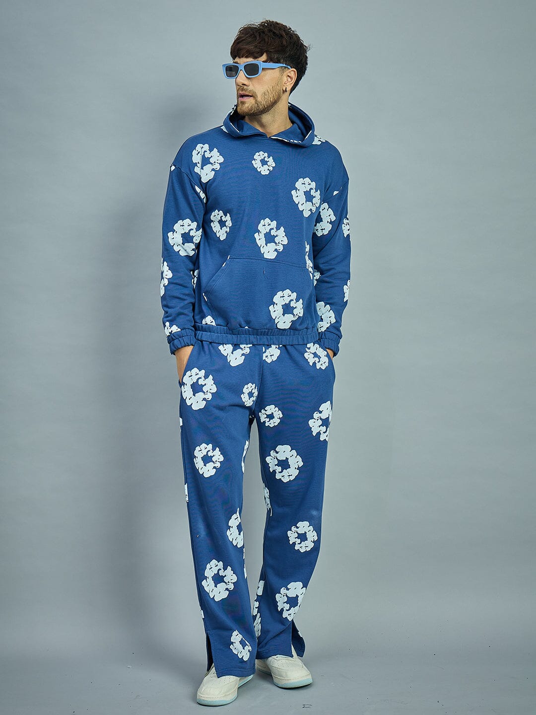 Navy Floral Boot Cut Trackpants