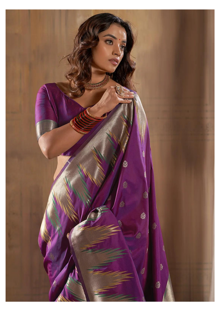 Purple Banarasi Silk Saree