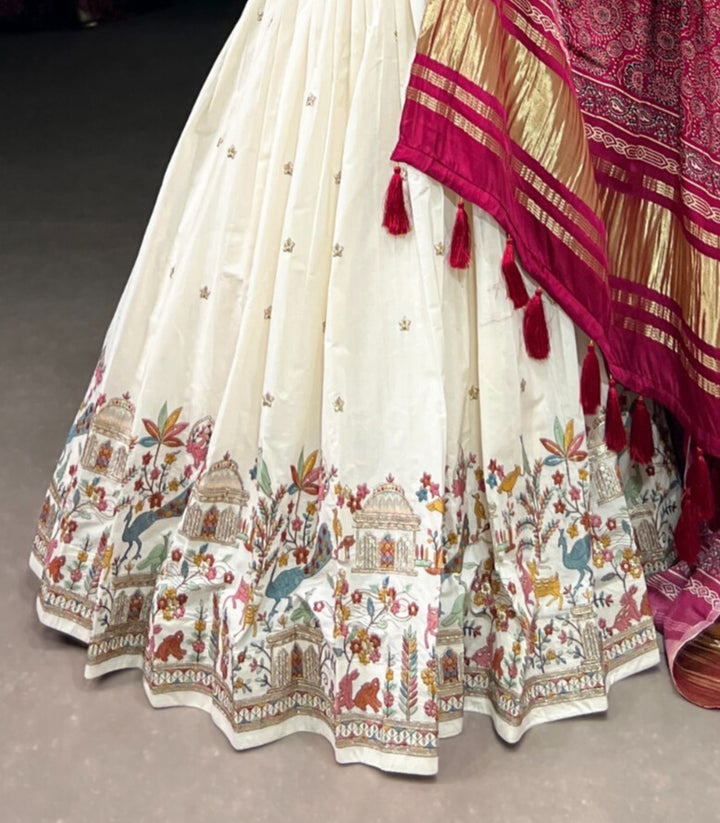 Maroon Khadi Cotton  Sequins And Thread Embroidery Work