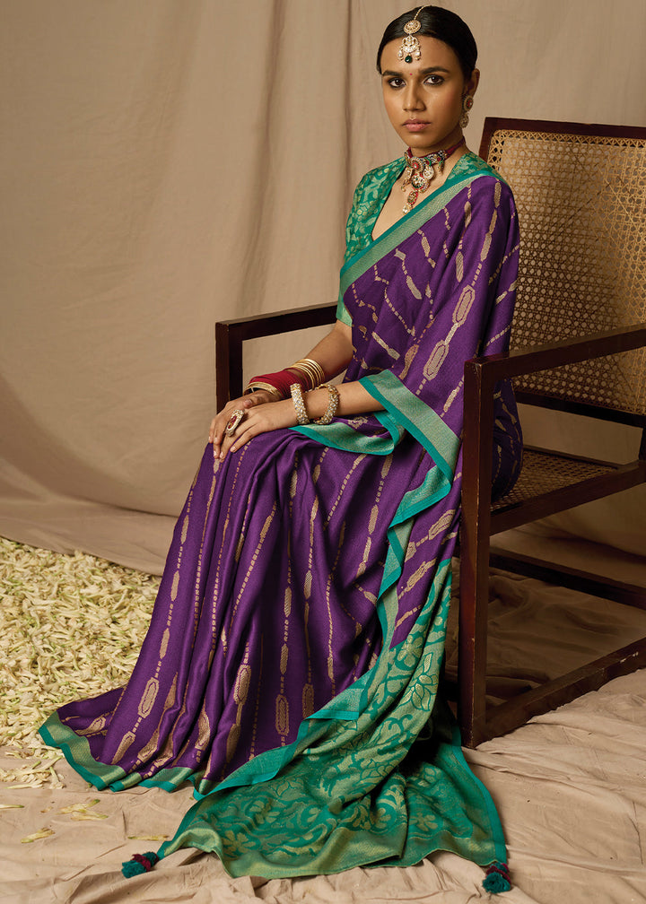 Chinese Purple Woven Soft Silk Saree