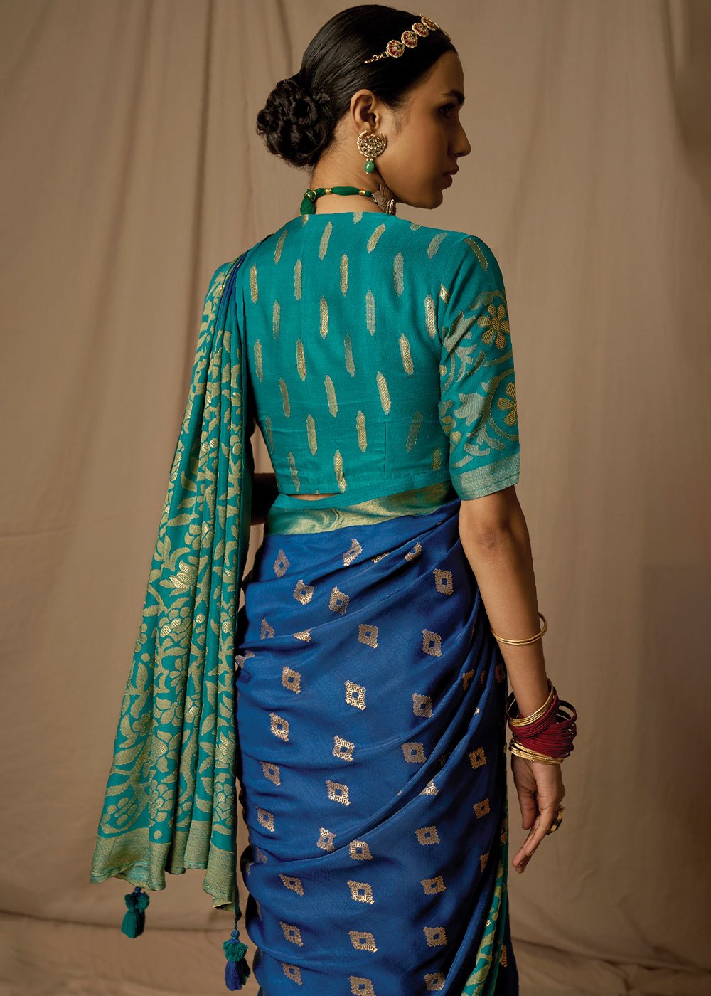 Shades Of Blue Woven Soft Silk Saree