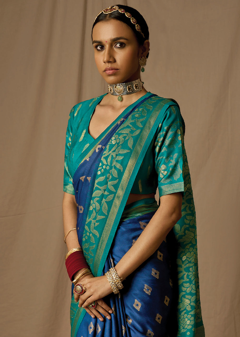 Shades Of Blue Woven Soft Silk Saree