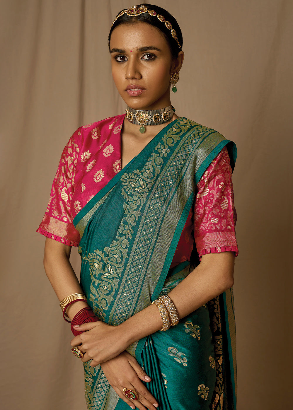 Ocean Blue Woven Soft Silk Saree