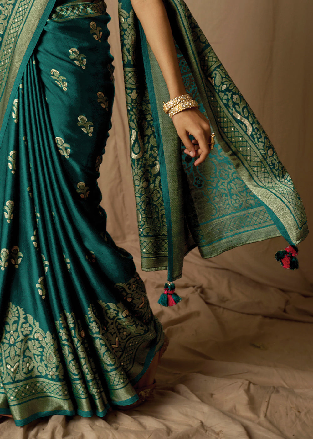 Ocean Blue Woven Soft Silk Saree