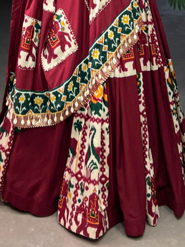 Rayon with Printed Silk Lehenga Choli In Maroon Color