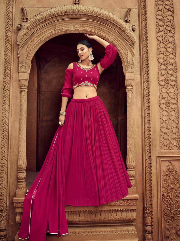 Enticing Rani Pink Georgette Function Style Lehenga Choli