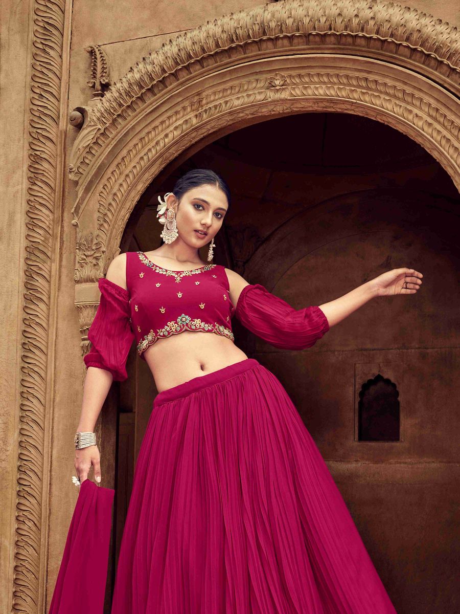 Enticing Rani Pink Georgette Function Style Lehenga Choli