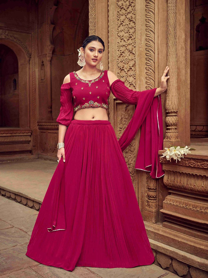 Enticing Rani Pink Georgette Function Style Lehenga Choli