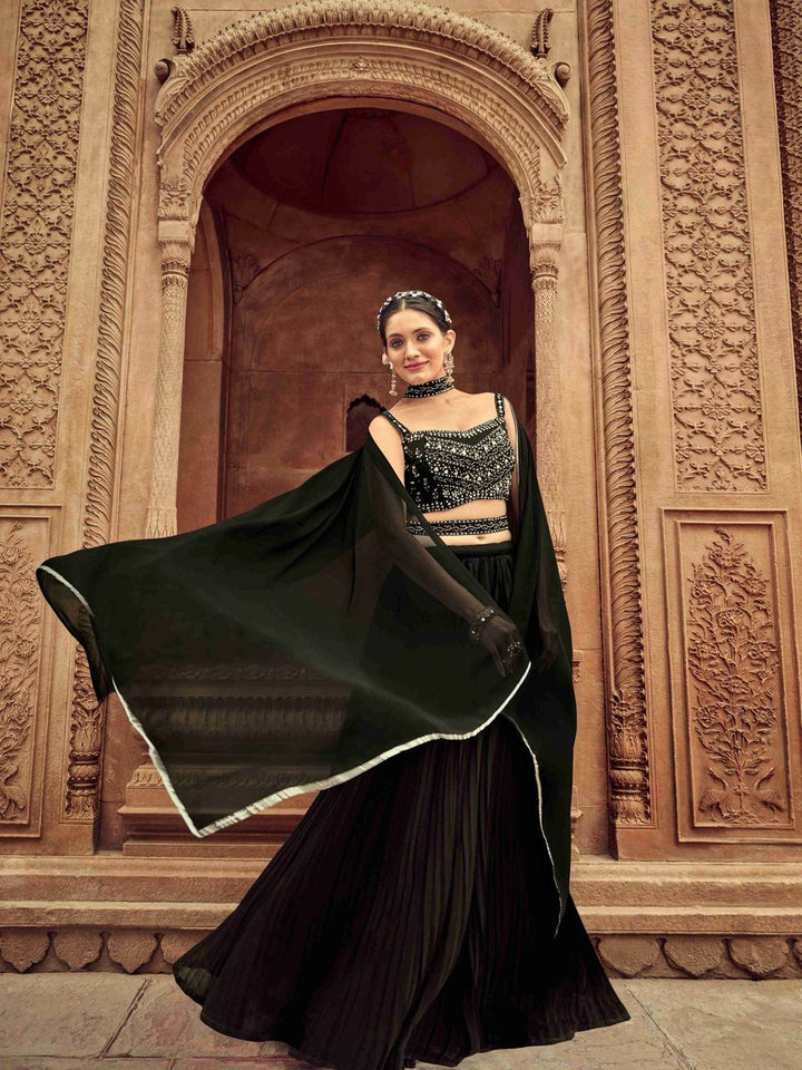 Enticing Black Georgette Function Style Lehenga Choli