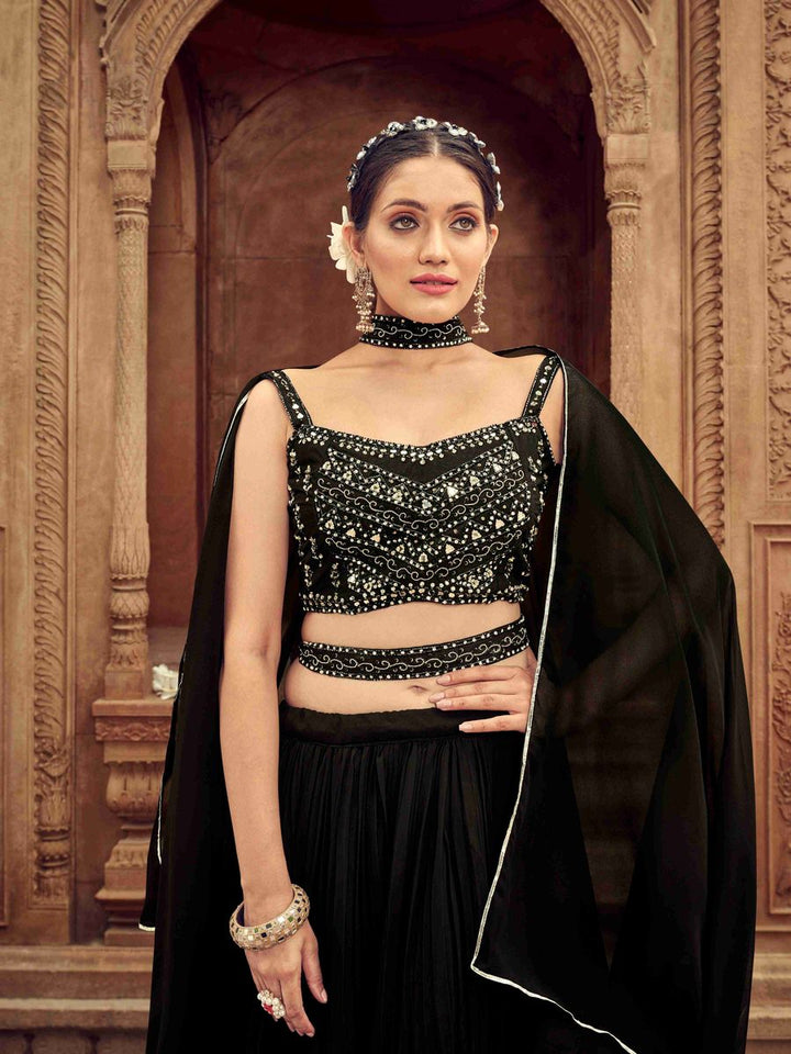 Enticing Black Georgette Function Style Lehenga Choli