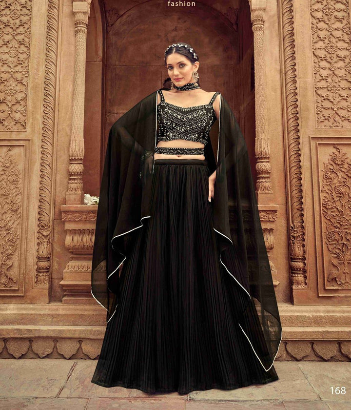 Enticing Black Georgette Function Style Lehenga Choli