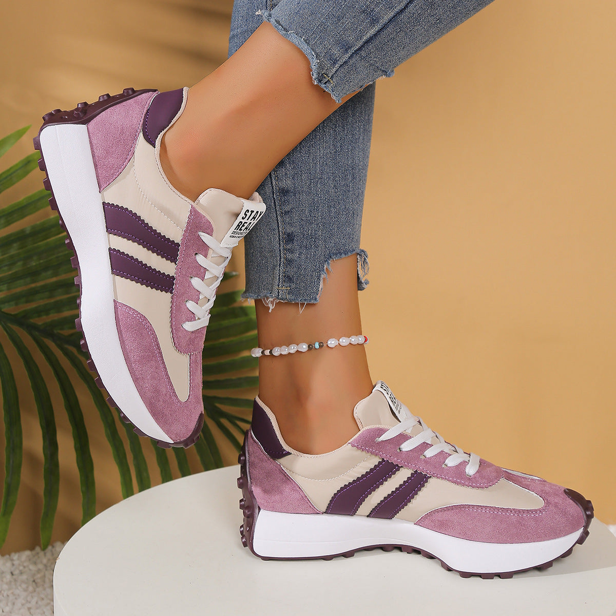 Women's Athena Curve Chunky Retro Runner Sneakers – Extended-Size Vintage Dad Walking Shoes with Sculpted Waist (US 5–11.5)