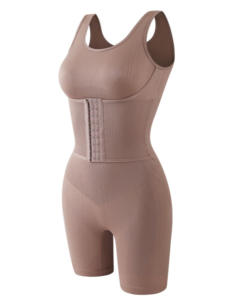 2 in 1 Seamless Double Tummy Control Mid Length Bodysuit  - By Qivii