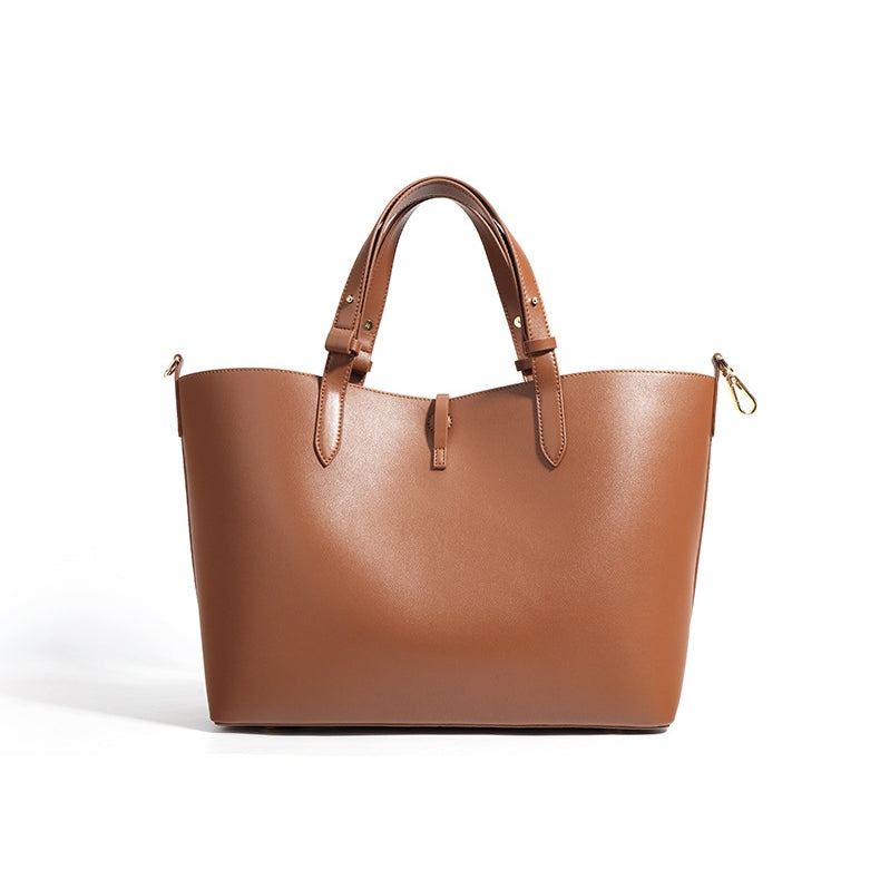 Ounamei Genuine Leather Suede Tote Bucket Bag for Women | Large Capacity Retro Shoulder & Handbag, Elegant Autumn Winter Design