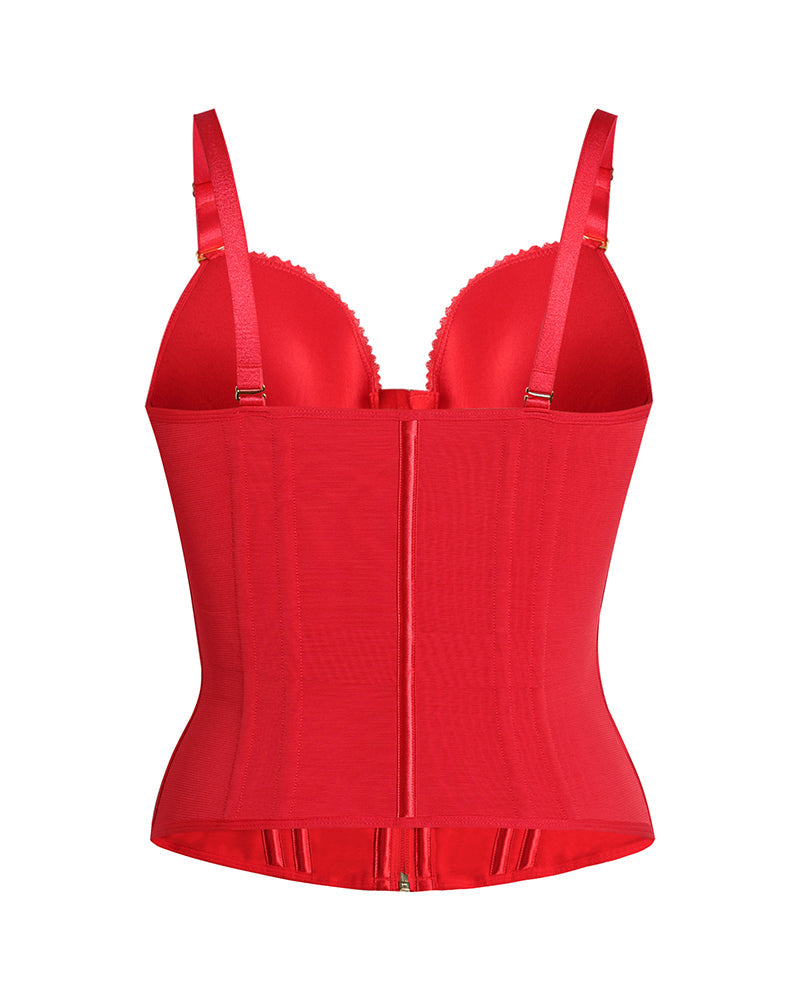 Shapshe® Fajas Colombianas Love Pattern Corset Top Zipper Waist Trainer  - By Qivii