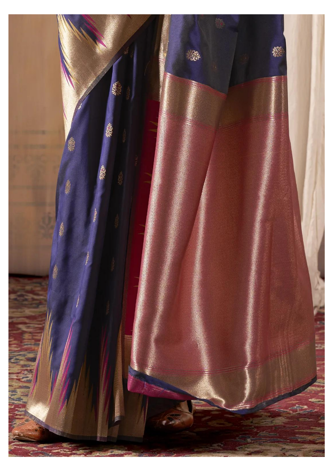 Midnight Blue Banarasi Silk Saree