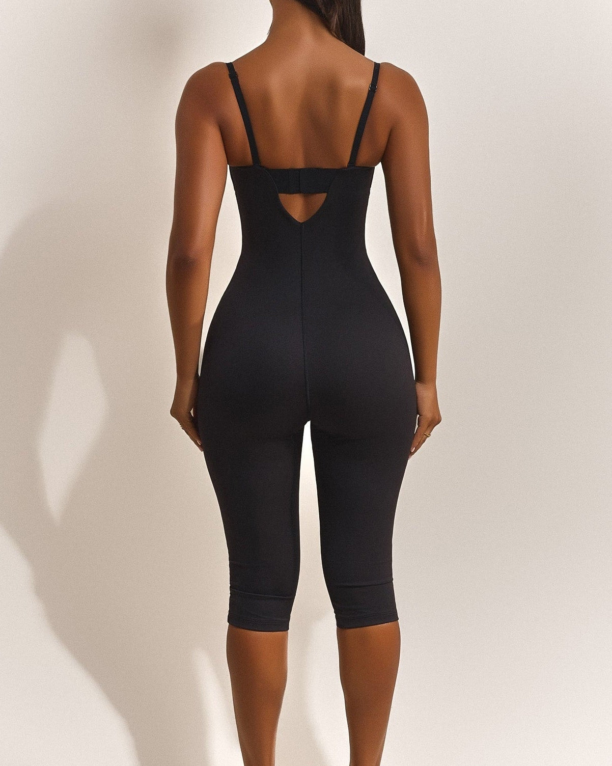 Halter Strap Sweetheart Neck Capri Sculpting Jumpsuit  - By Qivii