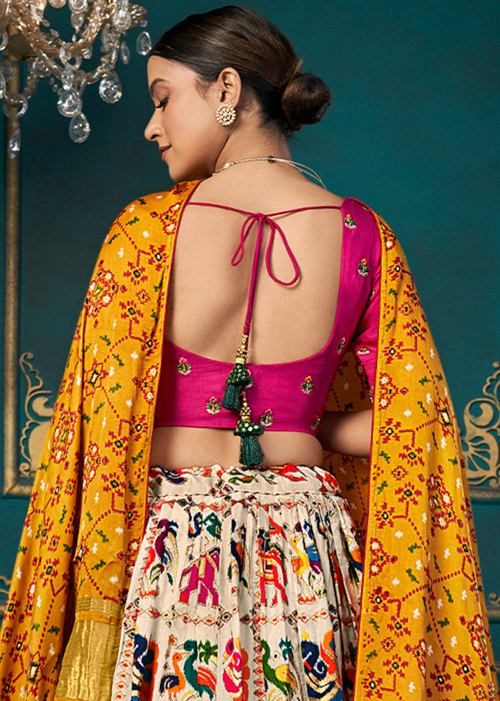 Multicolored Dola Silk Lehenga Choli with Thread & Khatli work