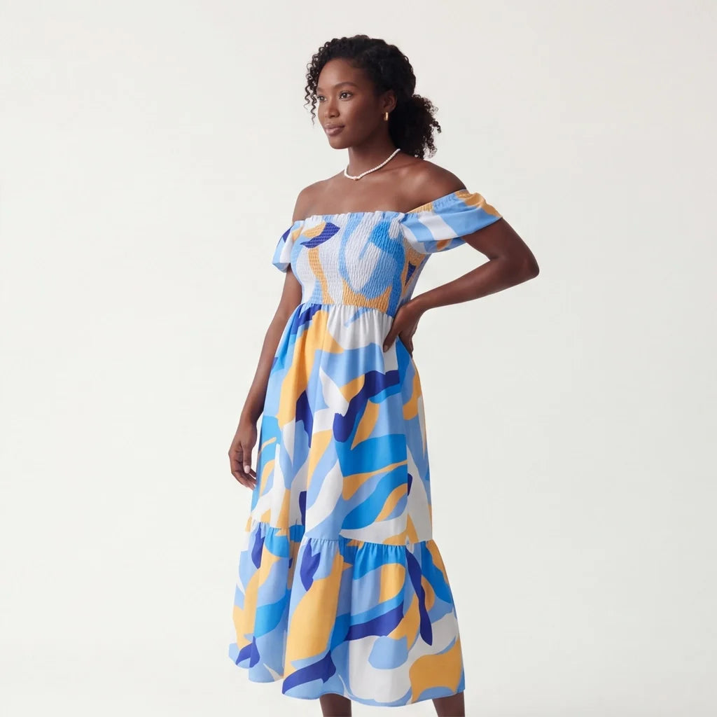 Everly Floral Puff-Sleeve Dress
