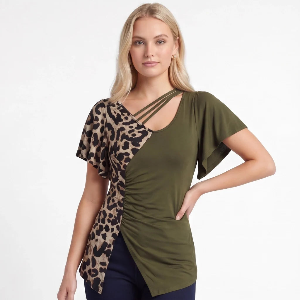 Natalia Leopard Flutter Top
