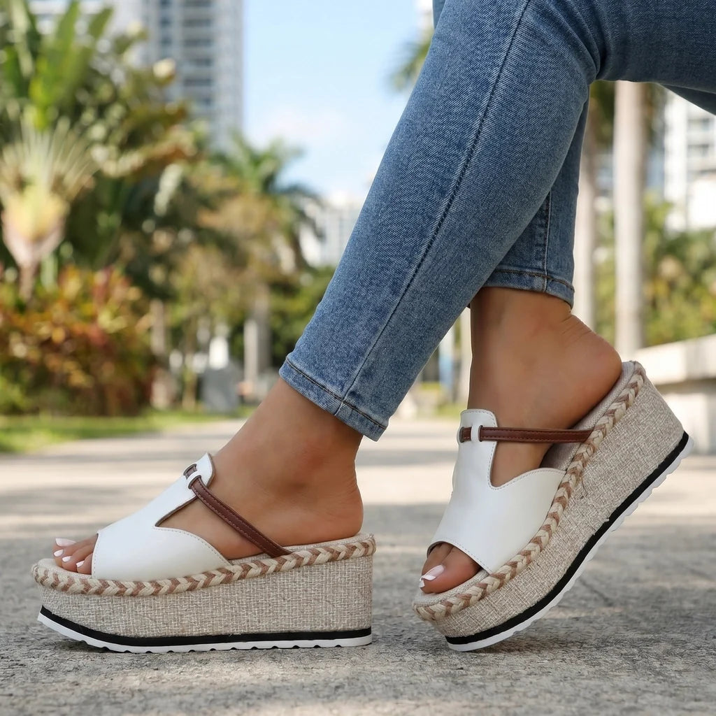 Sera Woven Platform Slides