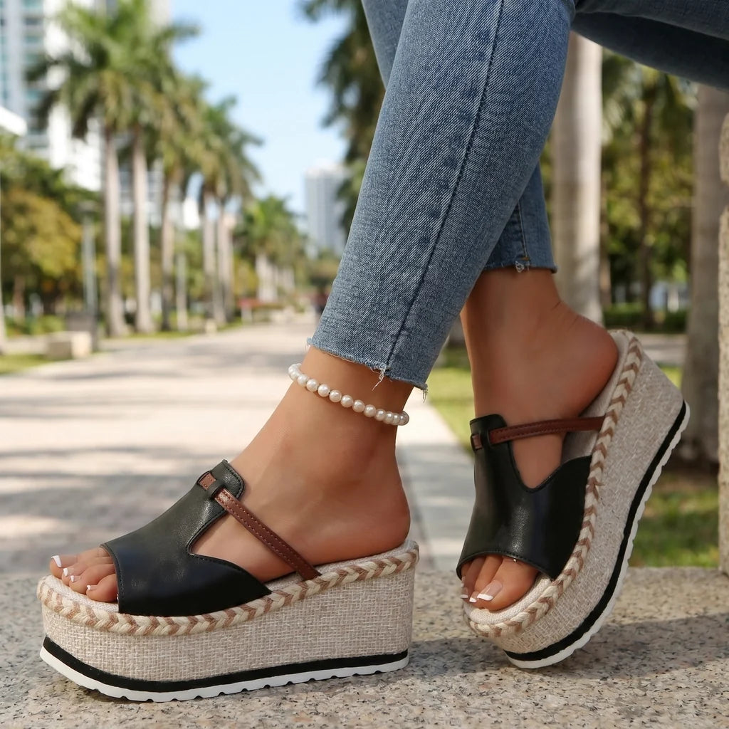 Sera Woven Platform Slides