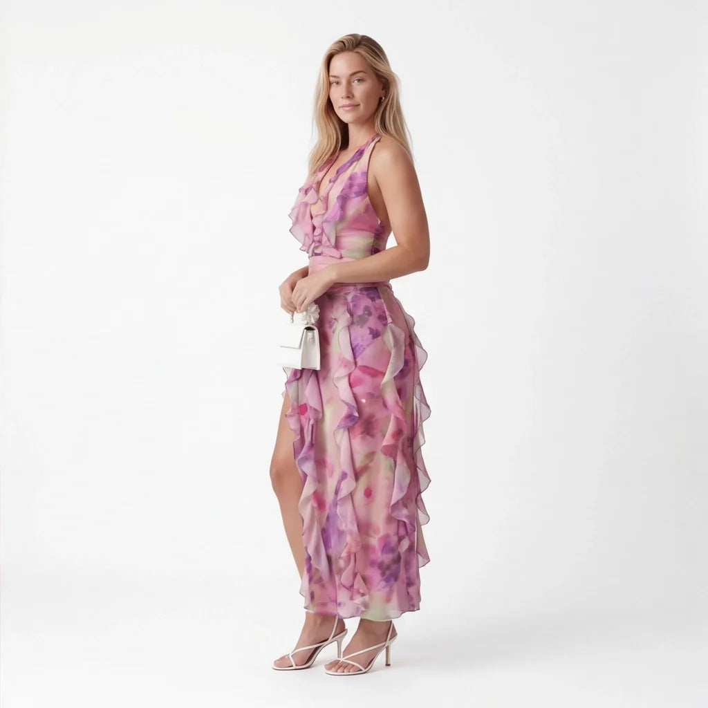 Chloe Floral Halter Dress