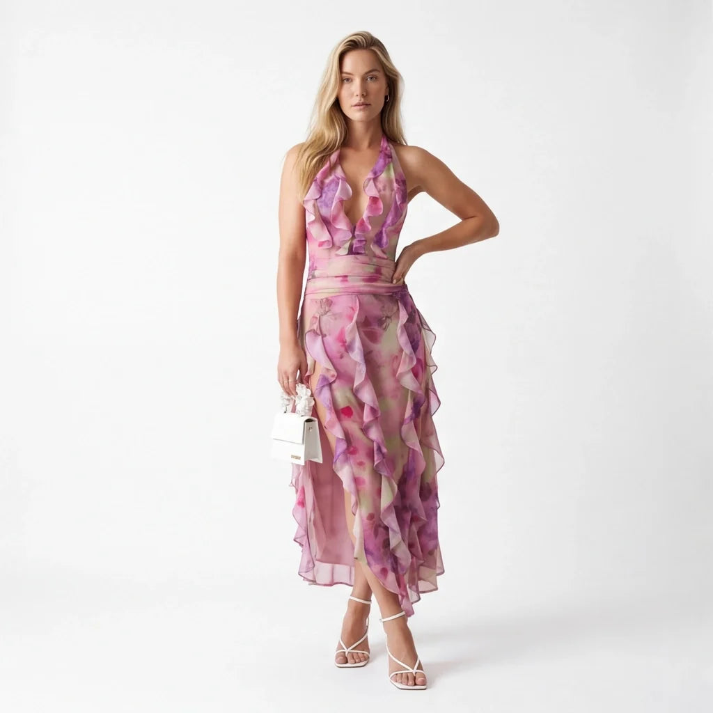 Chloe Floral Halter Dress