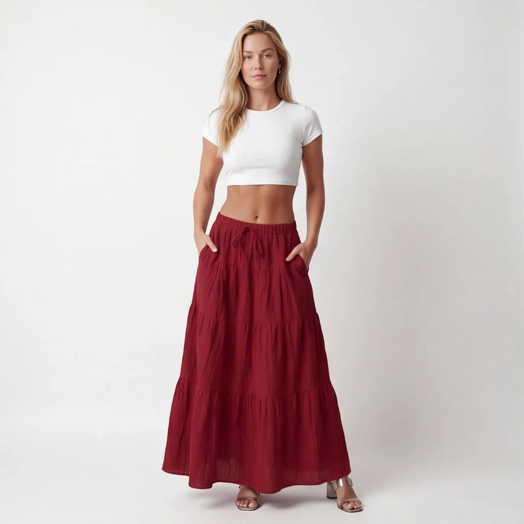 Victoria Tie-Waist Maxi Skirt