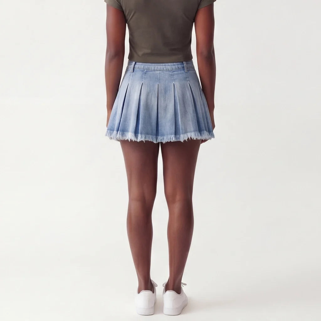 Sasha Denim Pleated Mini