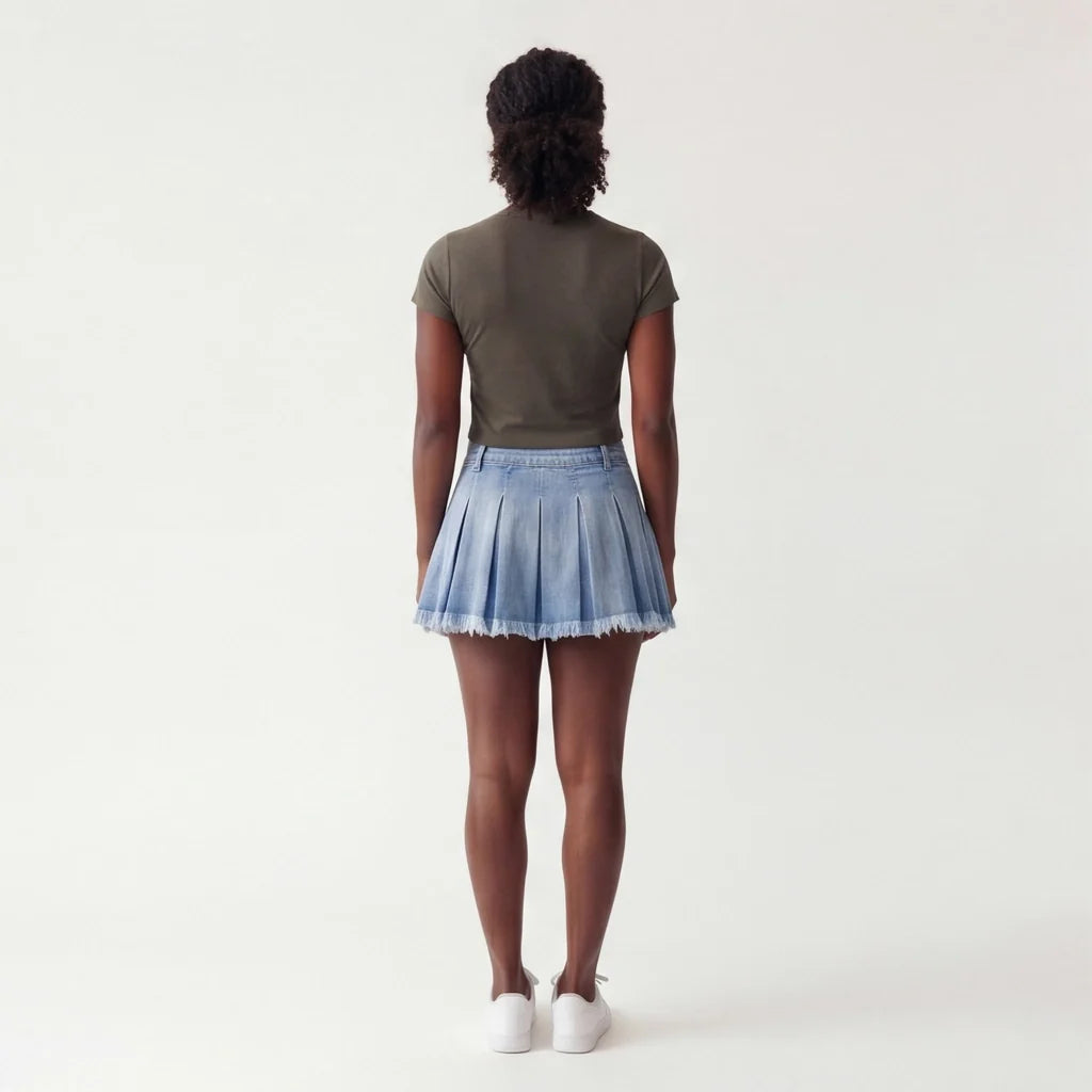 Sasha Denim Pleated Mini