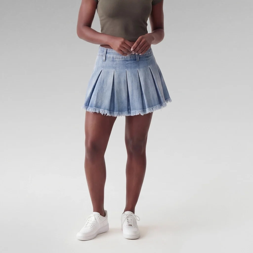 Sasha Denim Pleated Mini