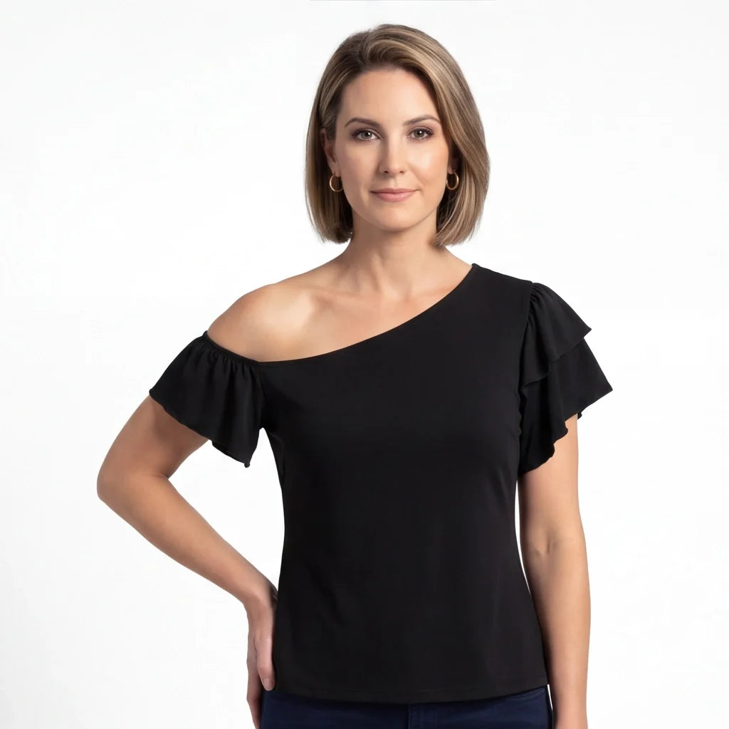 Samira Ruffle Asymmetric Top